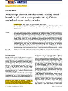 Relationships between attitudes toward sexuality, sexual behaviors