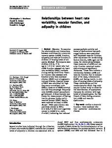 Relationships between heart rate variability, vascular ... - Springer Link