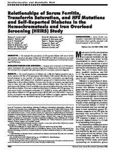 Relationships of Serum Ferritin, Transferrin Saturation ... - CiteSeerX