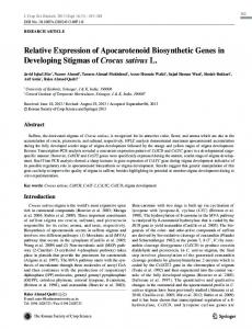 Relative Expression of Apocarotenoid Biosynthetic ... - Springer Link