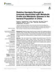 Relative Handgrip Strength Is Inversely Associated