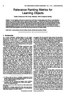 Relevance Ranking Metrics for Learning Objects - Lirias