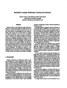 Reliability Analysis of Software Architecture ... - Semantic Scholar