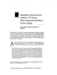 Reliability and Structure of - LibQUAL+