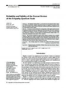 Reliability and Validity of the Korean Version of the ... - BioMedSearch