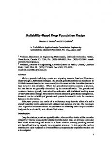 Reliability-Based Deep Foundation Design - Semantic Scholar