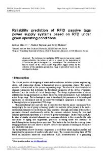 Reliability prediction of RFID passive tags power supply systems