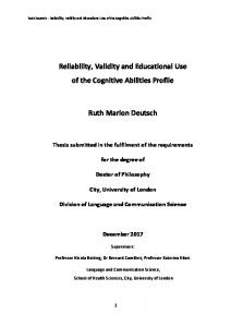 Reliability, Validity and Educational Use of the