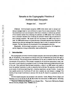 Remarks on the Cryptographic Primitive of Attribute-based Encryption