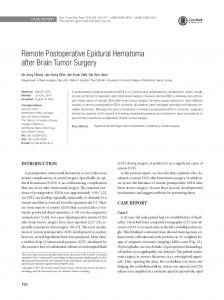 Remote Postoperative Epidural Hematoma after ... - KoreaMed Synapse