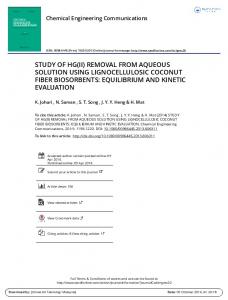 removal from aqueous solution using lignocellulosic ...