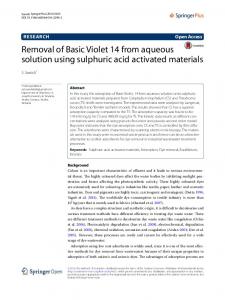 Removal of Basic Violet 14 from aqueous solution ... - Semantic Scholar
