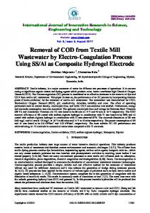 Removal of COD from Textile Mill Wastewater by Electro-Coagulation ...