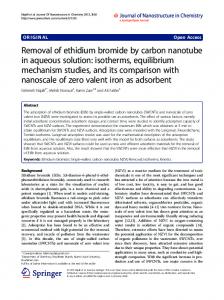 Removal of ethidium bromide by carbon nanotube in aqueous solution ...