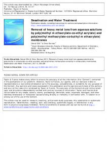 Removal of heavy metal ions from aqueous ...