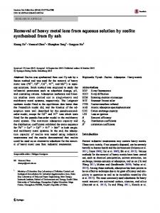 Removal of heavy metal ions from aqueous solution by zeolite ...