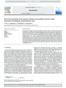 Removal of strontium from aqueous solutions and