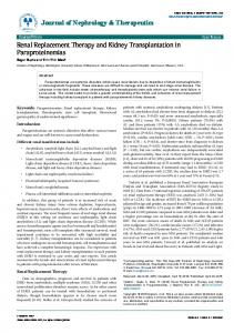 Renal Replacement Therapy and Kidney Transplantation in ...