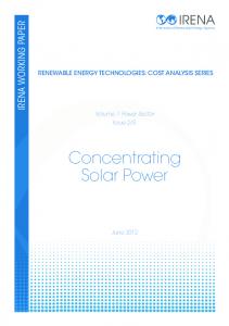 Renewable Energy Cost Analysis: Concentrating Solar Power - IRENA