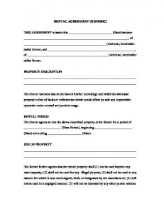 RENTAL AGREEMENT (GENERIC) THIS AGREEMENT is made this ...