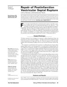 Repair of Postinfarction Ventricular Septal Rupture