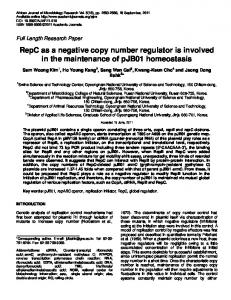 RepC as a negative copy number regulator is ... - Academic Journals