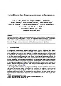 Repetition-free longest common subsequence - CiteSeerX