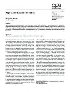 Replication-Extension Studies - SAGE Journals