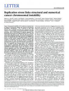 Replication stress links structural and numerical cancer chromosomal ...