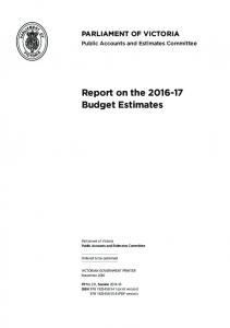 Report on the 2016-17 Budget Estimates - Parliament of Victoria