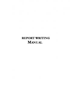 REPORT WRITING MANUAL