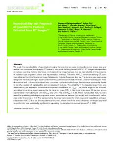 Reproducibility and Prognosis of Quantitative ... - Semantic Scholar