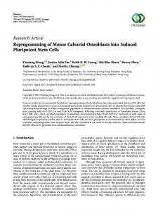 Reprogramming of Mouse Calvarial Osteoblasts into Induced ...