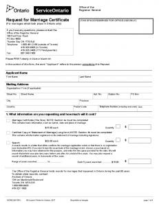 Request for Marriage Certificate