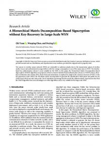 Research Article A Hierarchical Matrix Decomposition