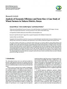 Research Article Analysis of Economic Efficiency and Farm Size: A