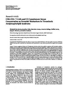 Research Article CD8+DR+ T-Cells and C3 ...