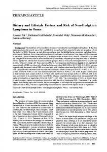 RESEARCH ARTICLE Dietary and Lifestyle Factors and Risk of Non ...