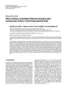 Research Article Effect of Honey on Peridural Fibrosis ... - CiteSeerX