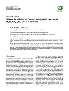 Research Article Effect of Sn Addition on Thermal and