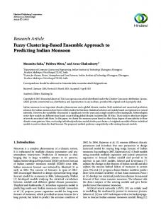 Research Article Fuzzy Clustering-Based Ensemble