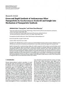 Research Article Green and Rapid Synthesis of ... - BioMedSearch