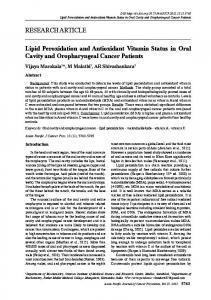 RESEARCH ARTICLE Lipid Peroxidation and Antioxidant Vitamin ...