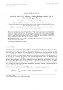 RESEARCH ARTICLE Numerical Solution for Volterra ... - CiteSeerX