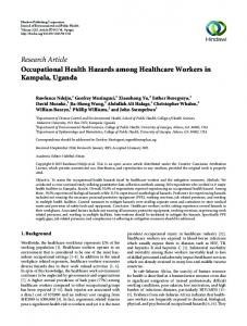 Research Article Occupational Health Hazards