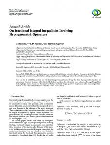 Research Article On Fractional Integral Inequalities