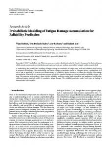 Research Article Probabilistic Modeling of Fatigue ...