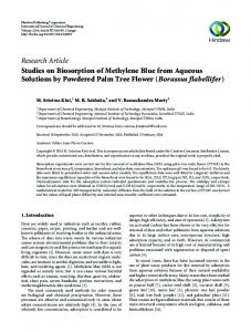 Research Article Studies on Biosorption of Methylene