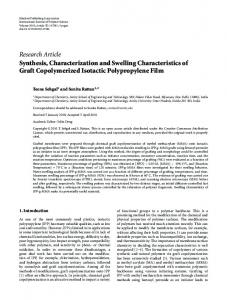 Research Article Synthesis, Characterization and