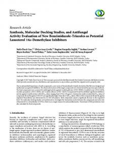 Research Article Synthesis, Molecular Docking